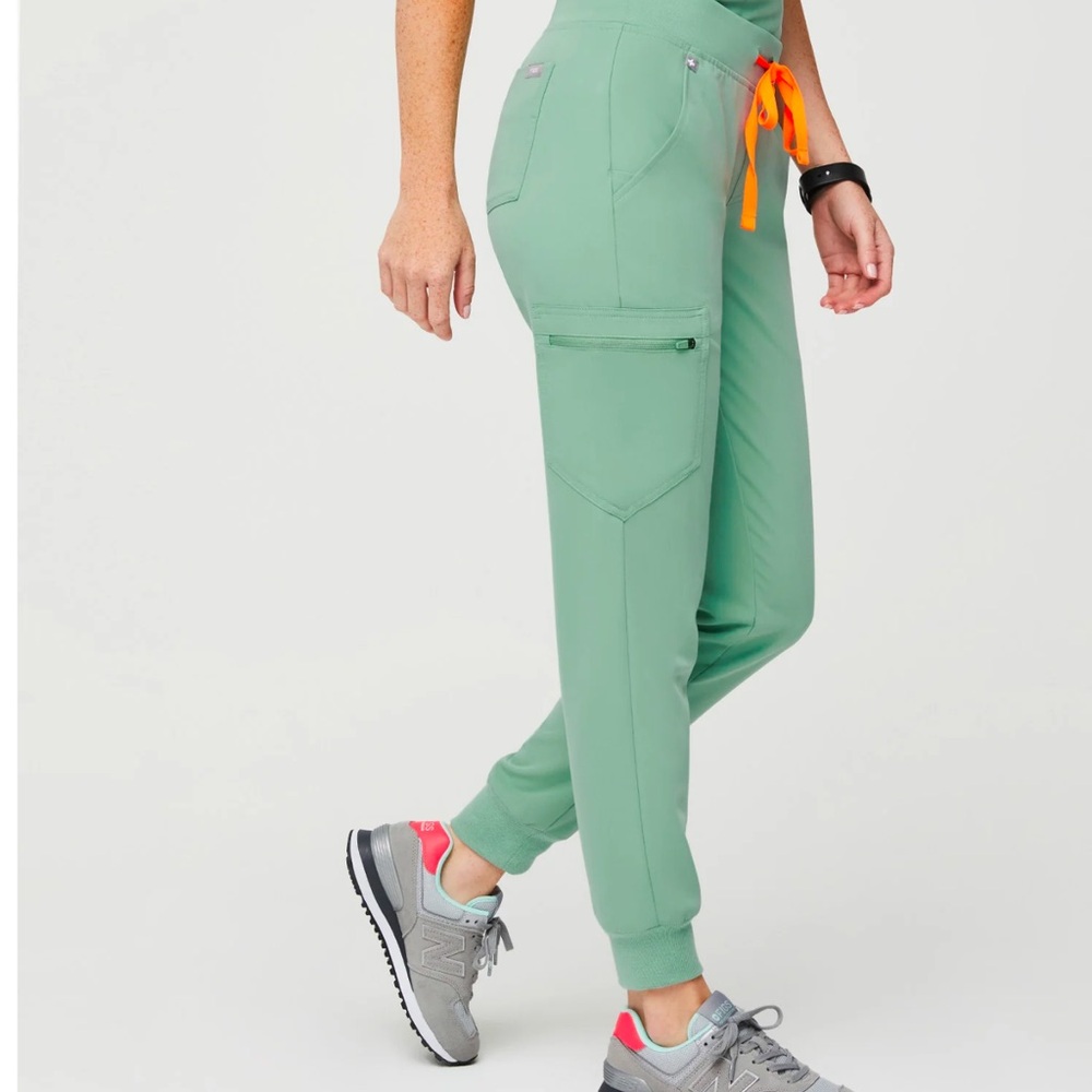 Green Jogger Pants with Orange Drawstring